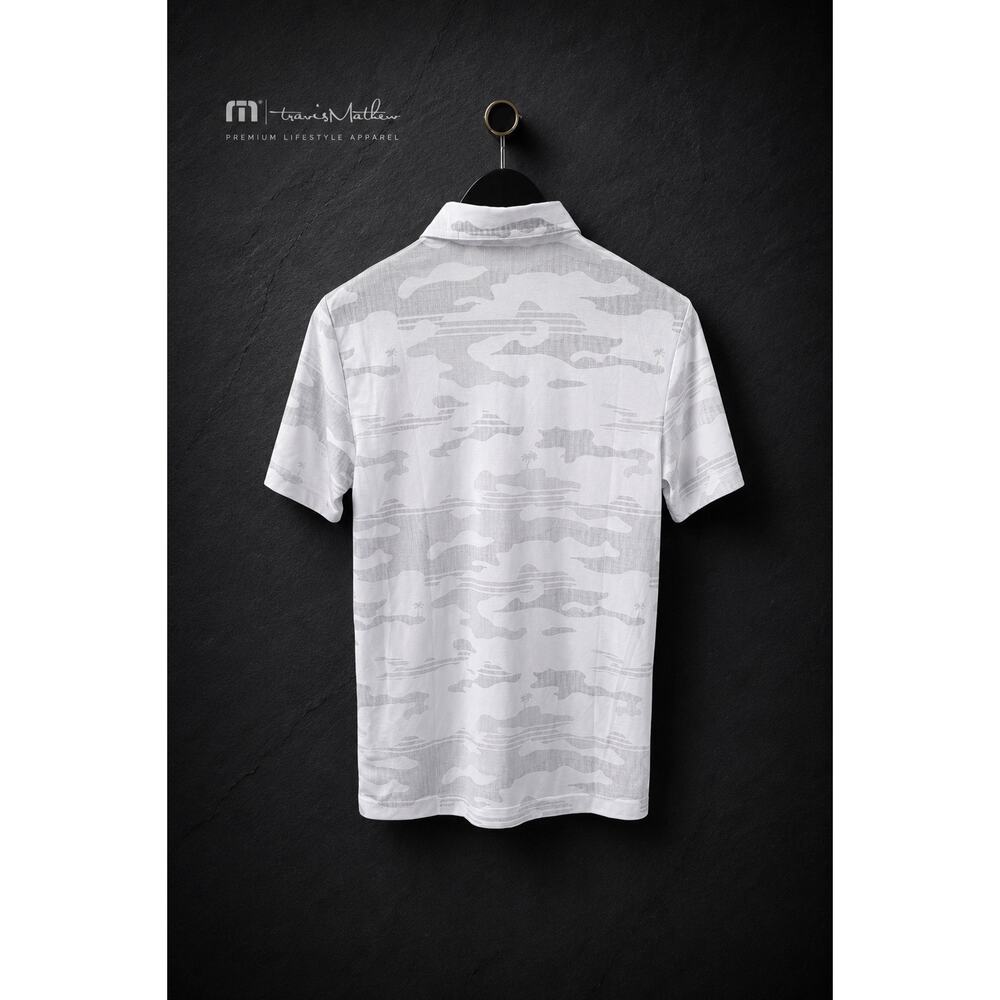 TravisMathew Beachside Stealth Golf Polo Shirt - White Camo - Men's Small NWOT - Picture 2 of 3
